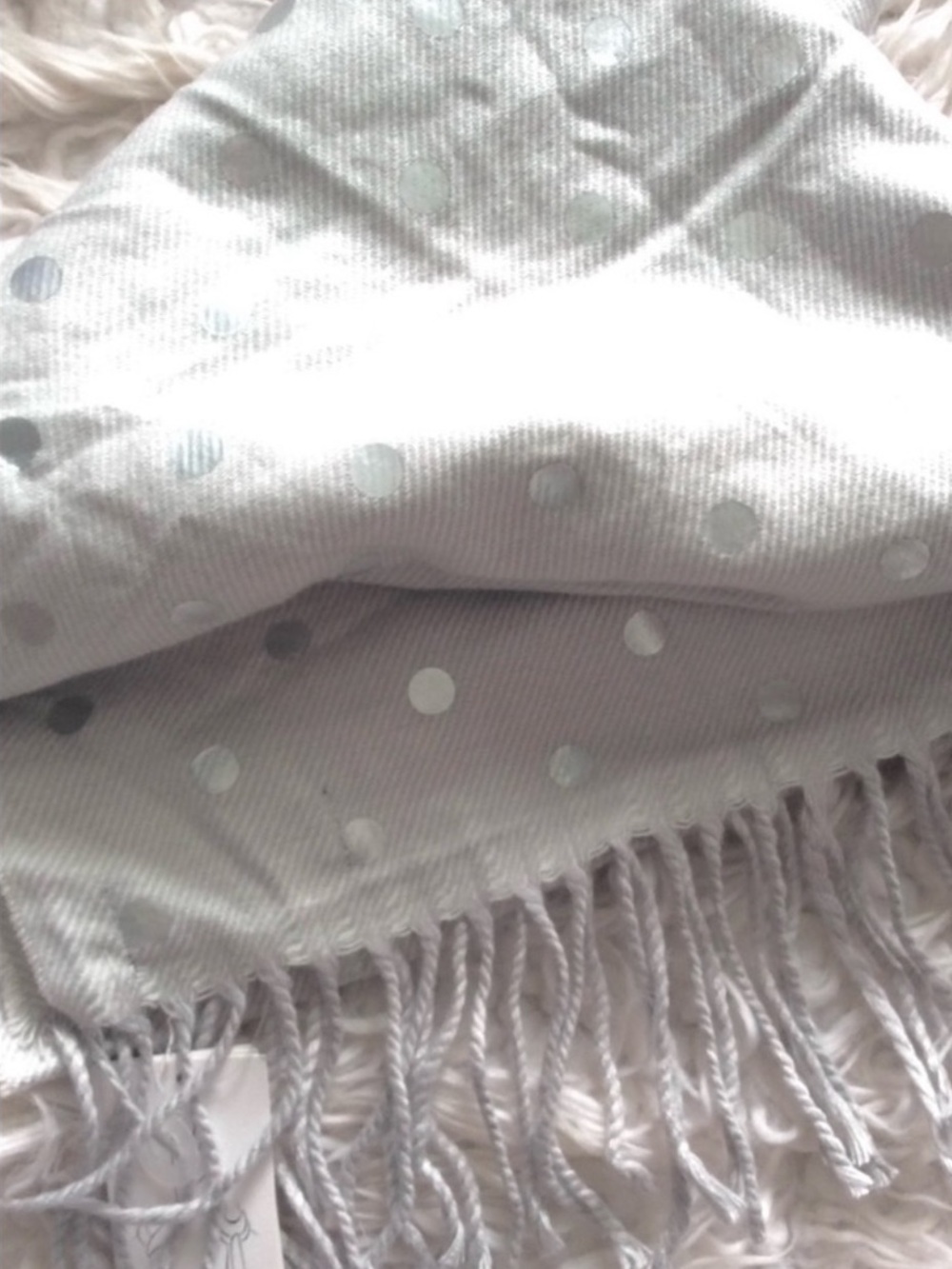 NWT Lands' End Gray Polka Dot Scarf